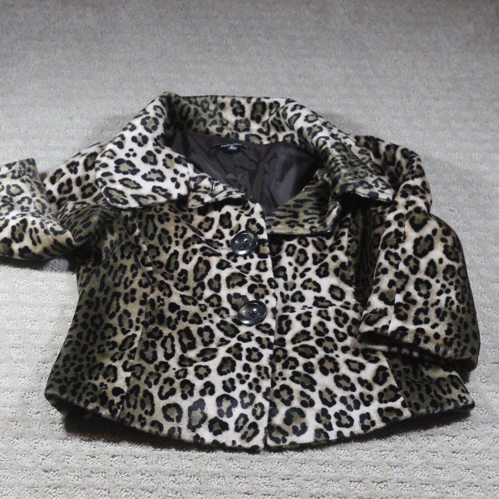 Rafaella Size S Cheetah Print 3/4 Sleeve Waist Coat